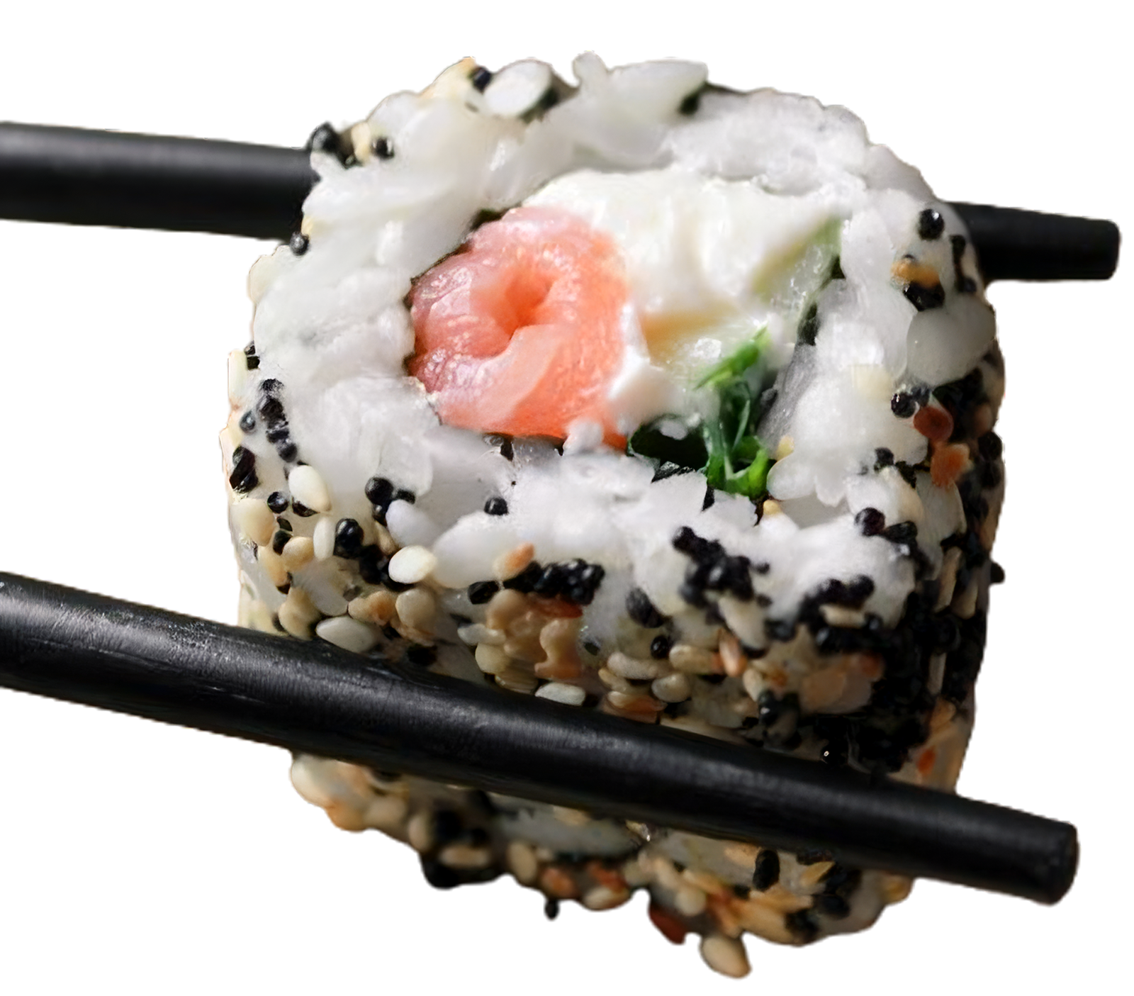 Salmon cream cheese sushi roll.