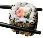 Salmon cream cheese sushi roll.